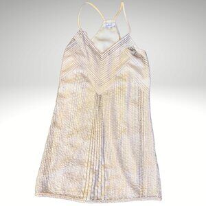 Parker Cream Beaded Racerback V-Neck Dress – Size XS